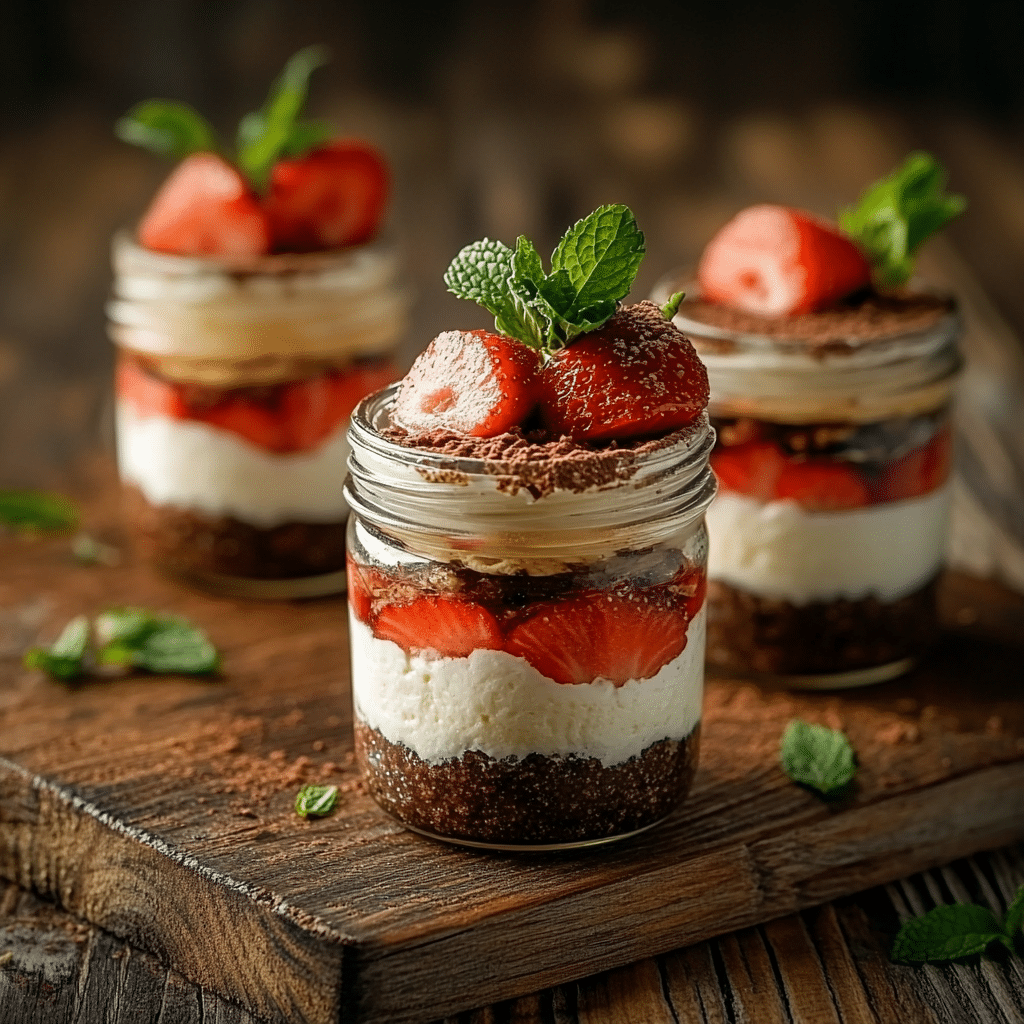 cheesecake in a jar with fresh toppings